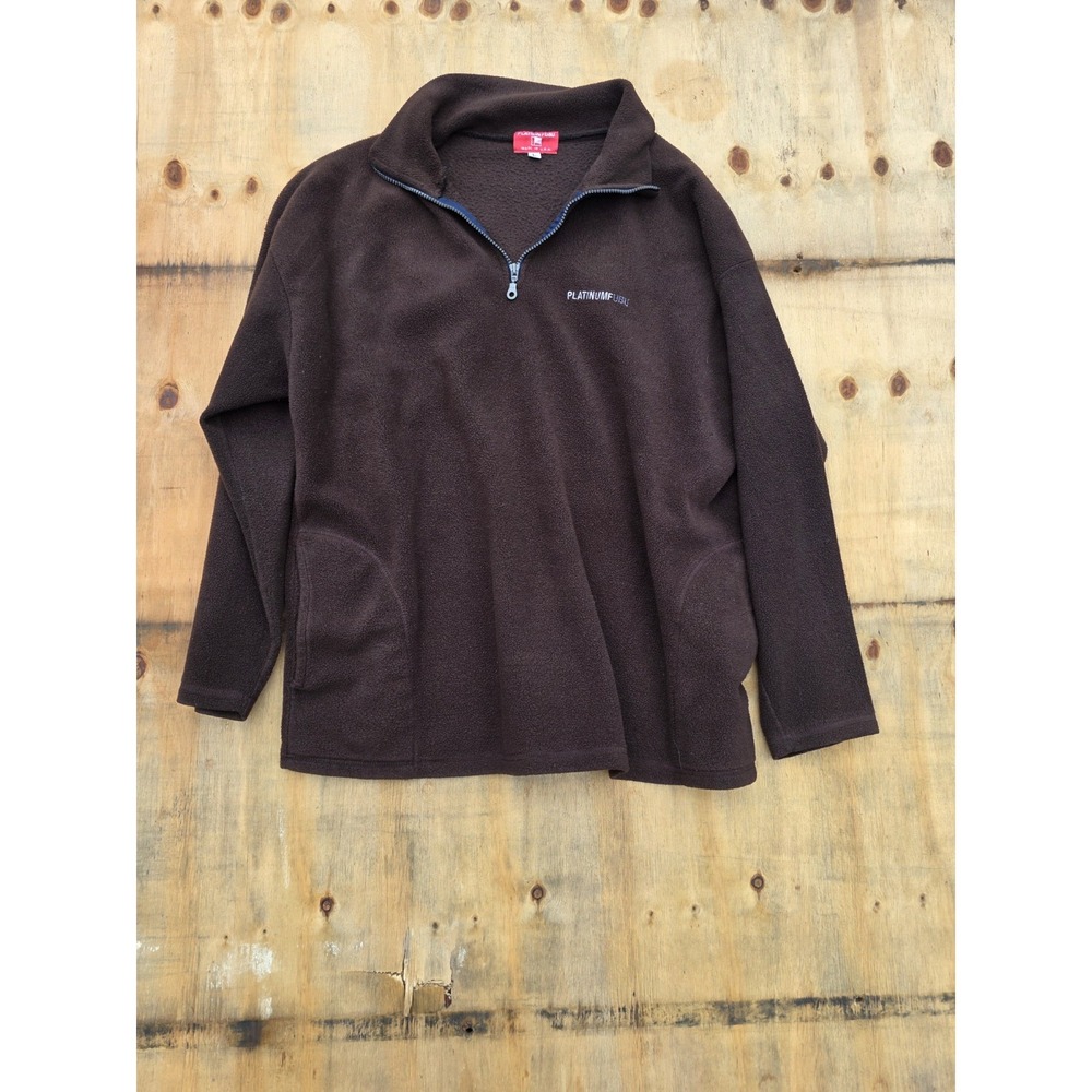 Vintage 90s Platinum FUBU Fleece Pullover Jacket Mens L Brown Quarter Zip USA